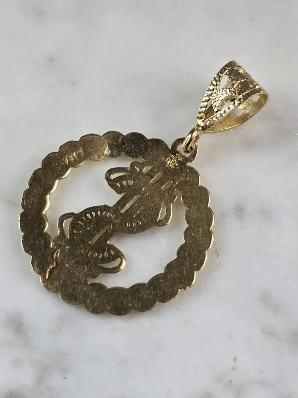 Vintage Estate 10K Yellow Gold Money Sign Pendant 1.9g E5711